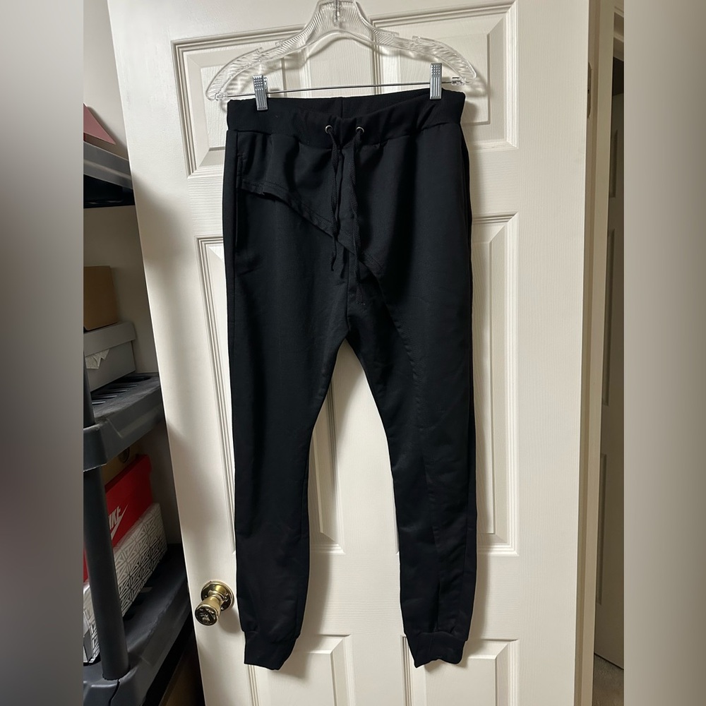 Men's Black Drawstring Jogger Pants fashion slim fit